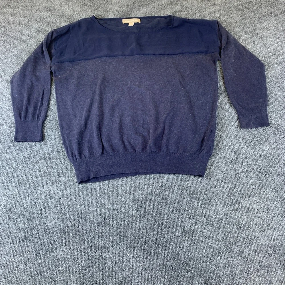 Banana Republic Sweater Mens Small Navy Blue Knit Round Neck Pullover Winter